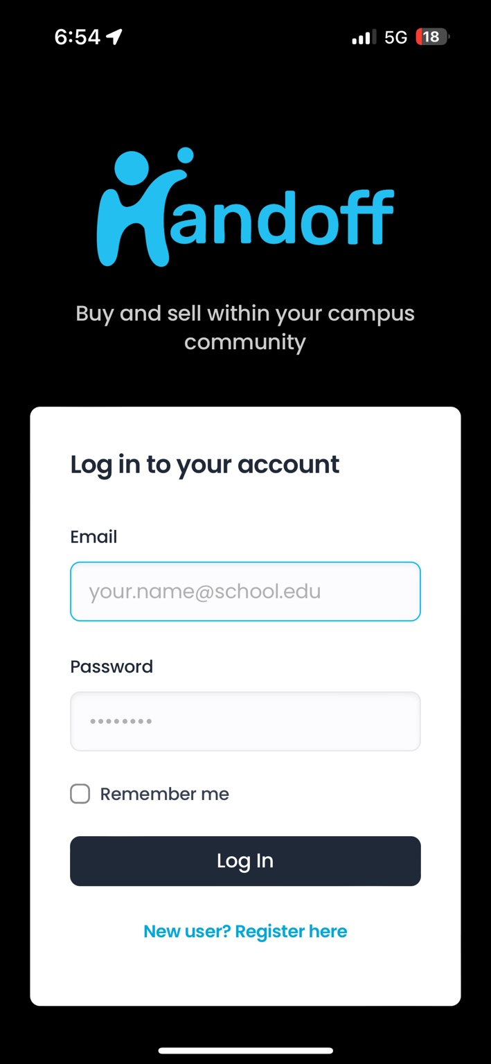 App login screen